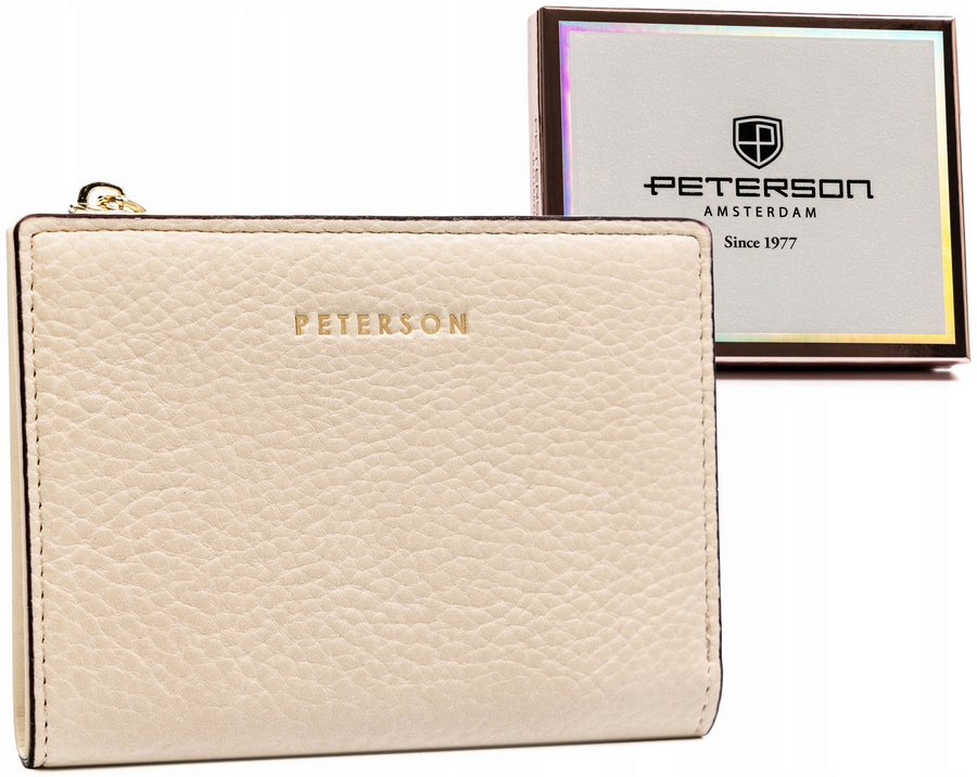 Mały portfel damski na zatrzask i suwak ze skóry ekologicznej - Peterson