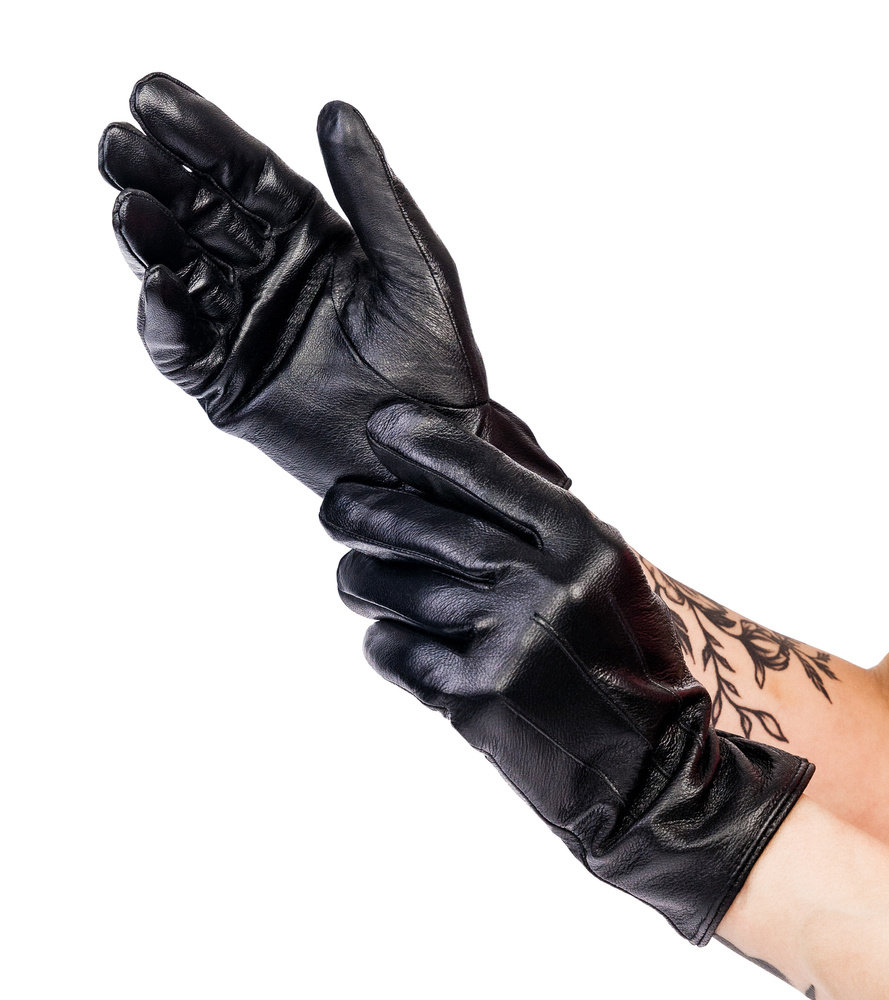 Ocieplane rękawiczki damskie ze skóry naturalnej z przeszyciami - Rovicky