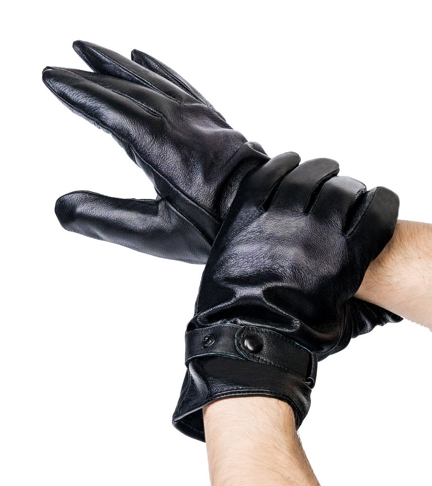 Ocieplane rękawiczki męskie ze skóry naturalnej z regulacją  - Rovicky