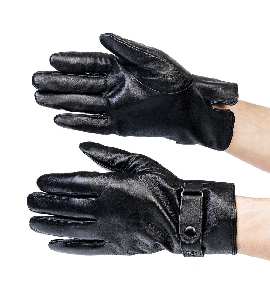 Ocieplane rękawiczki męskie ze skóry naturalnej z regulacją  - Rovicky