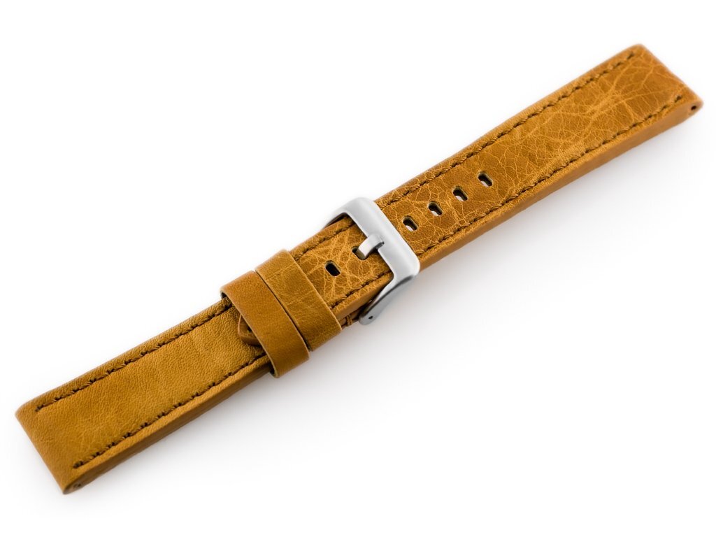 Pasek skórzany do zegarka W48 - PREMIUM - camel - 22mm