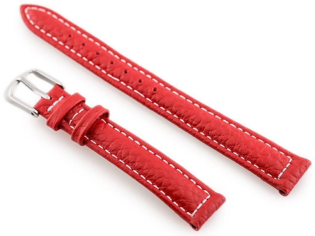 Pasek skórzany do zegarka W71 - czerwony - 16mm