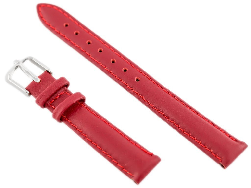 Pasek skórzany do zegarka W83 - czerwony - 14mm