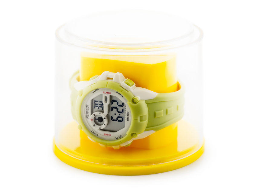 Prezentowe pudełko na zegarek - plastikowe żółte