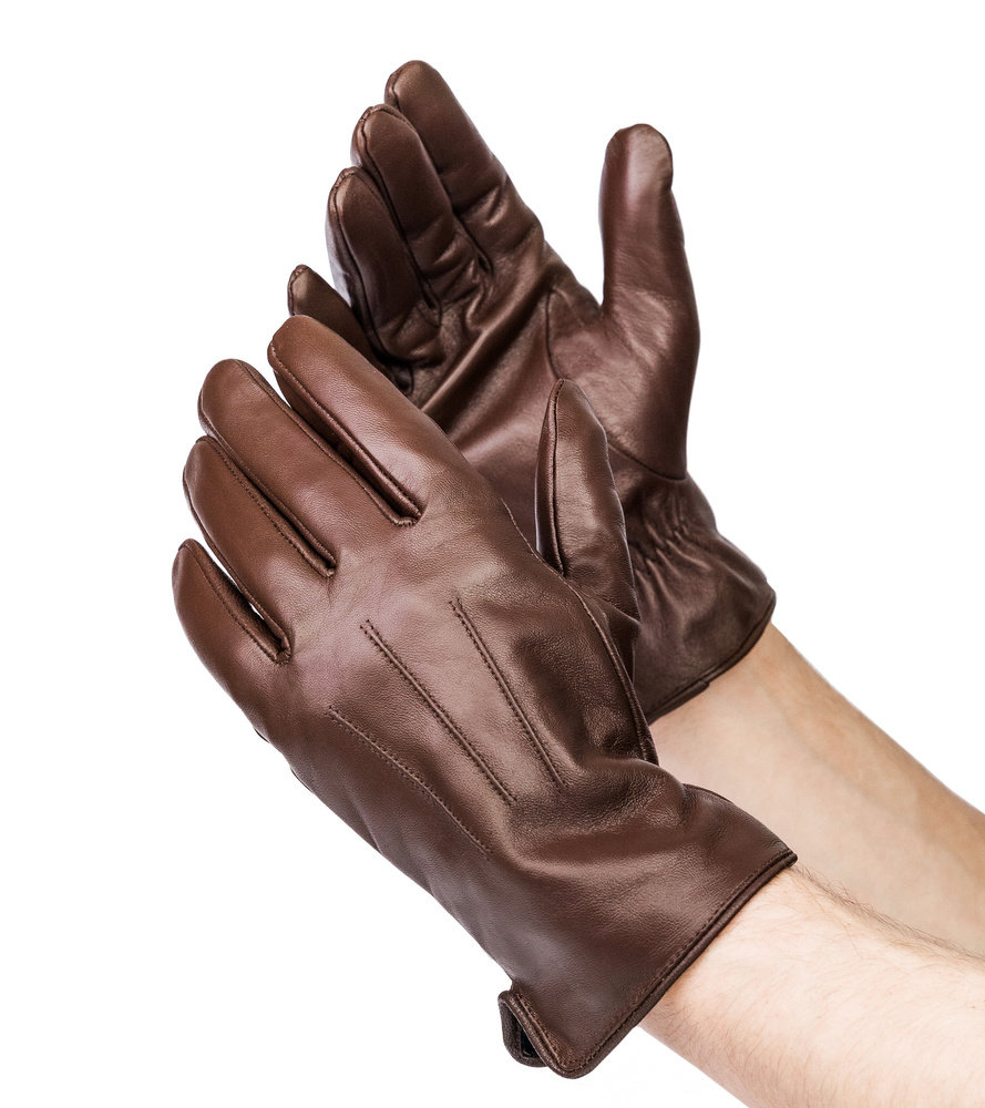 Przeszywane rękawiczki męskie z owczej skóry ze ściągaczem - Rovicky