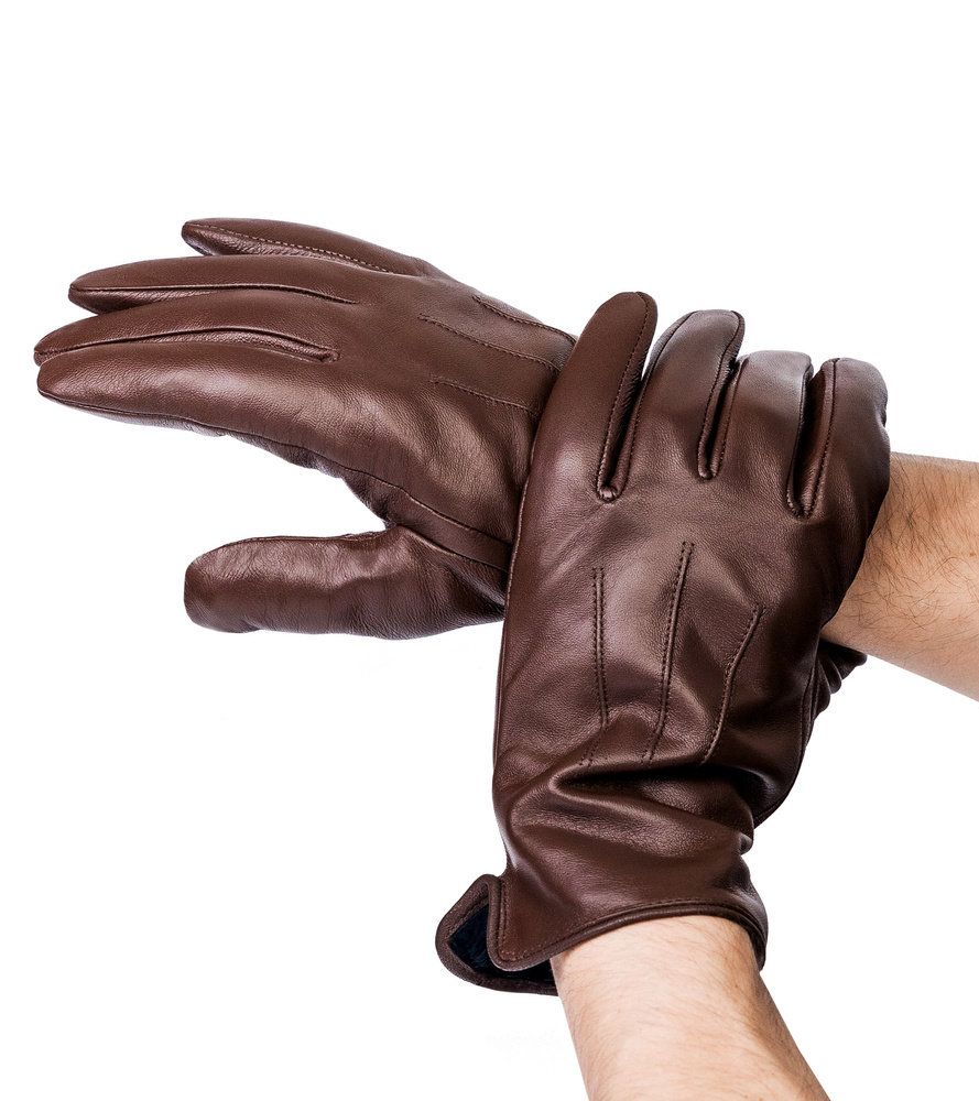 Przeszywane rękawiczki męskie z owczej skóry ze ściągaczem - Rovicky
