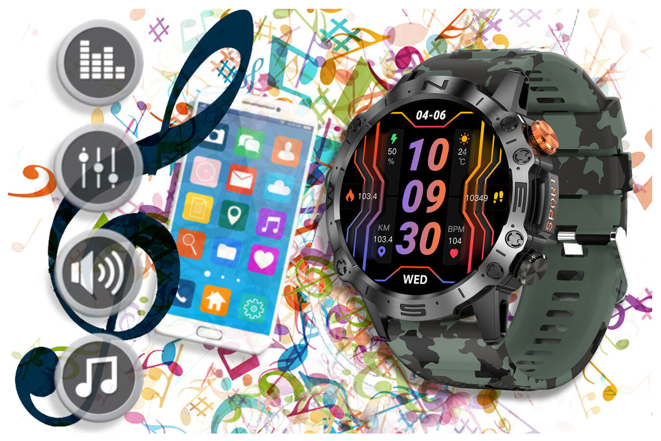 SMARTWATCH MĘSKI GRAVITY GT20-6 - AMOLED, DODATKOWY PASEK (sg024f)