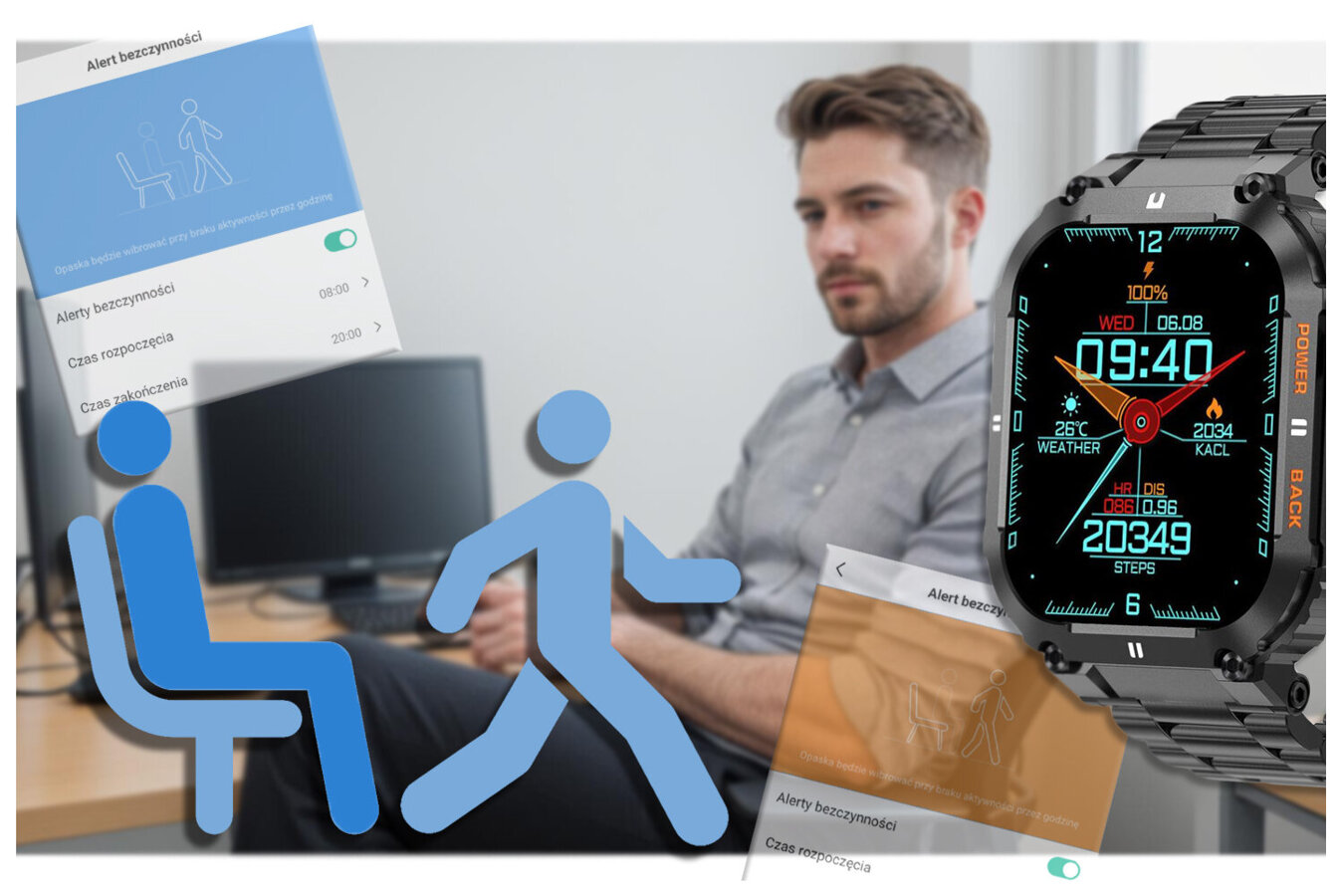 SMARTWATCH MĘSKI GRAVITY GT6-2 - WYKONYWANIE POŁĄCZEŃ, MONITOR SNU (sg020b)