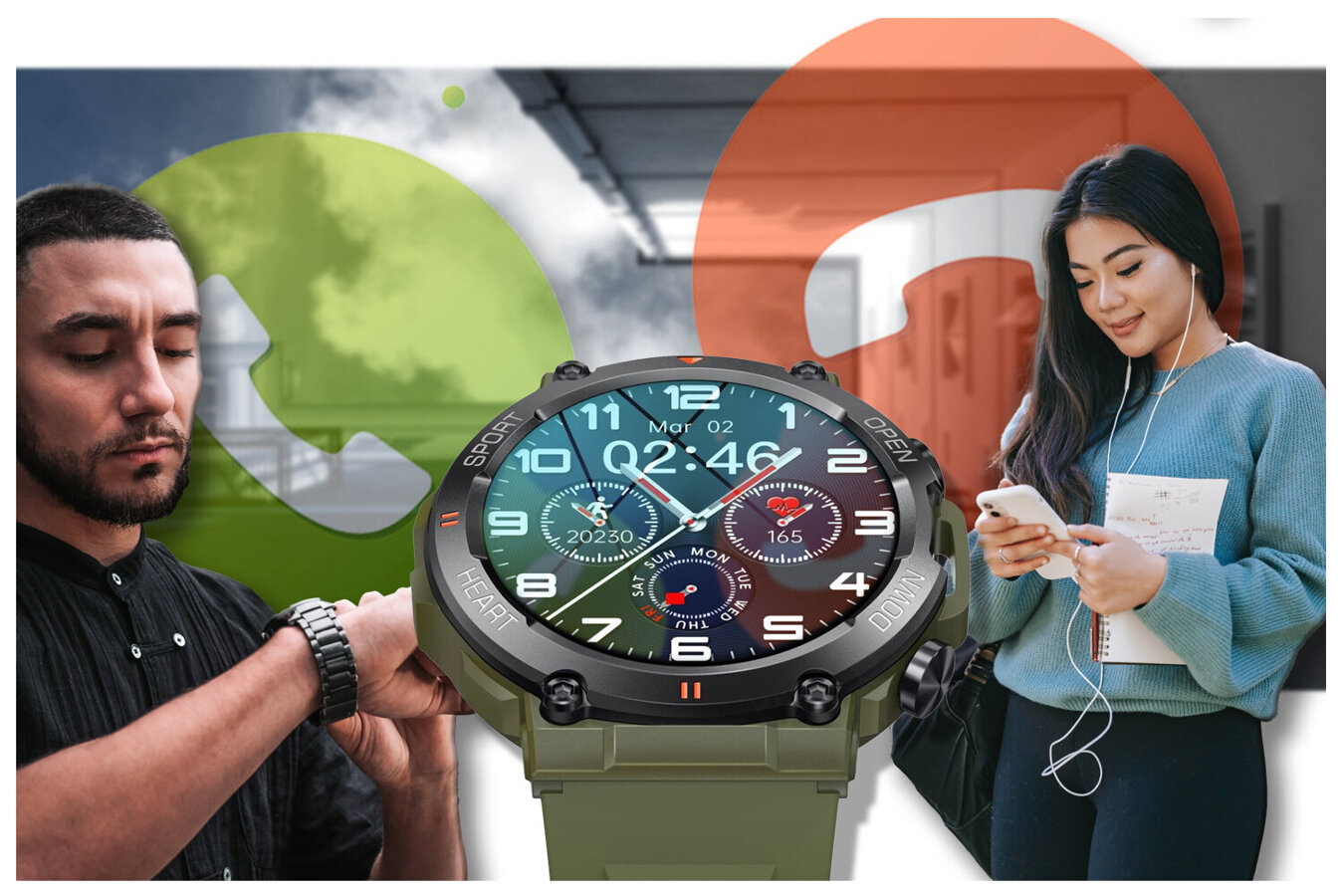 SMARTWATCH MĘSKI GRAVITY GT7-3 PRO - WYKONYWANIE POŁĄCZEŃ, PULSOKSYMETR (sg018c)