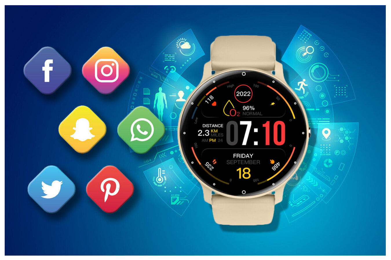 SMARTWATCH UNISEX Rubicon RNCF16 - BLUETOOTH CALL, TRENING GOOGLE FIT (sr058a)