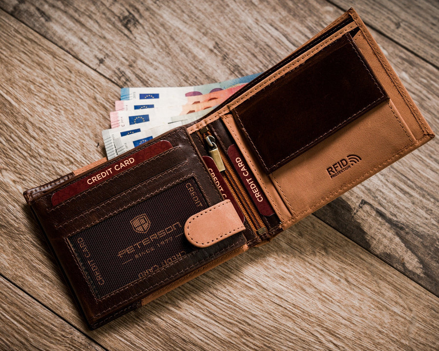 Skórzany dwukolorowy portfel męski - Peterson