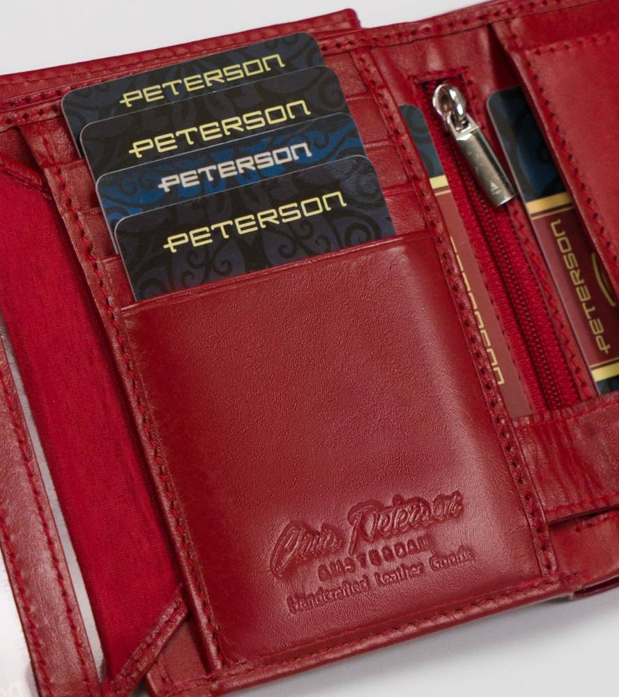 Skórzany, kompaktowy portfel z klapką - Peterson