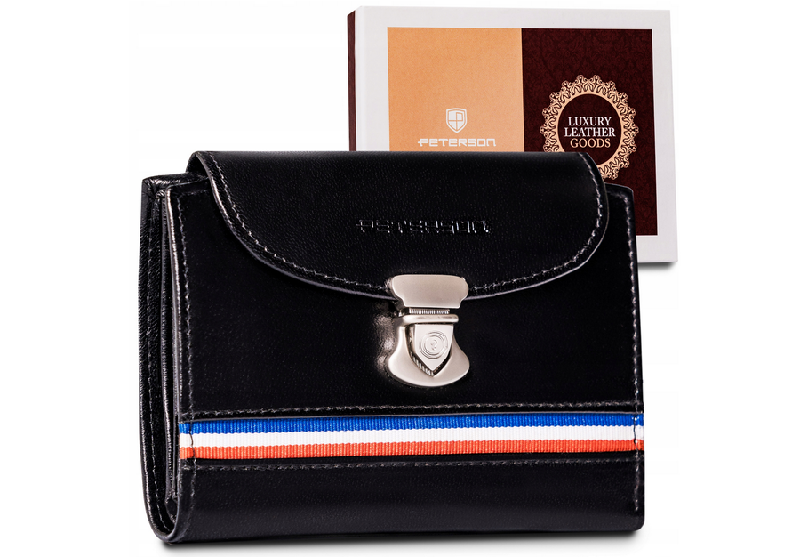 Skórzany portfel damski z systemem RFID — Peterson