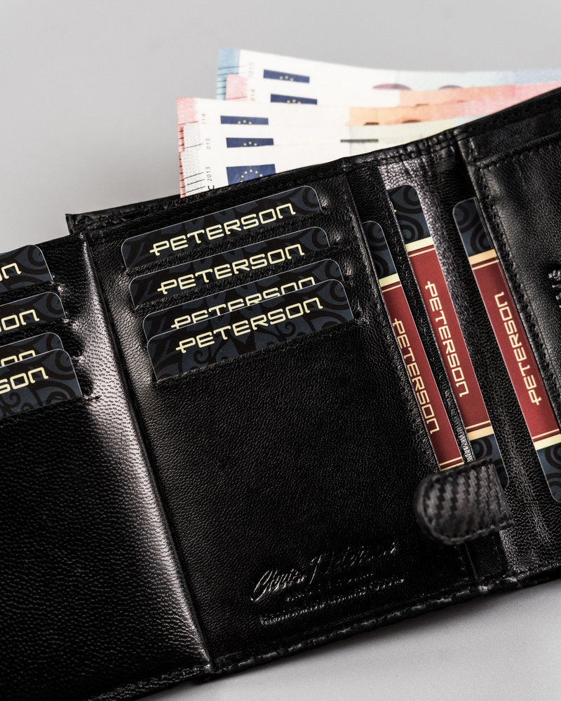 Skórzany portfel na karty carbon - Peterson