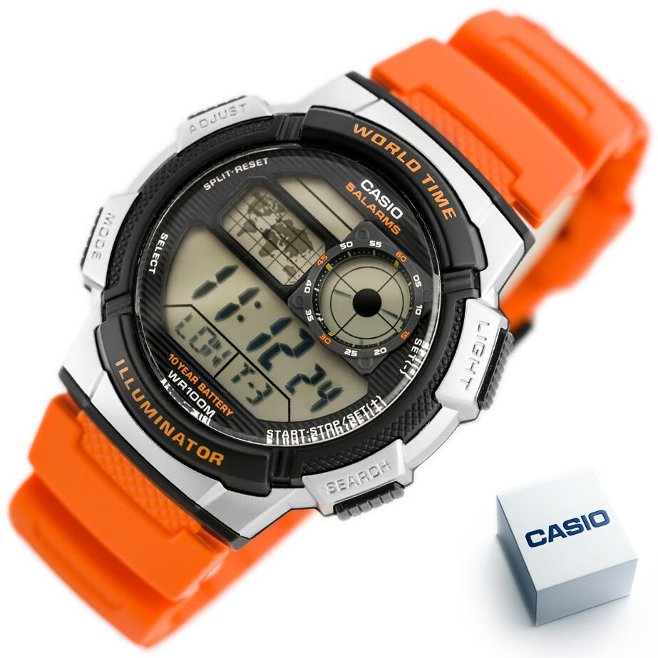 ZEGAREK MĘSKI CASIO AE-1000W 4BV (zd073d) - WORLD TIME + BOX