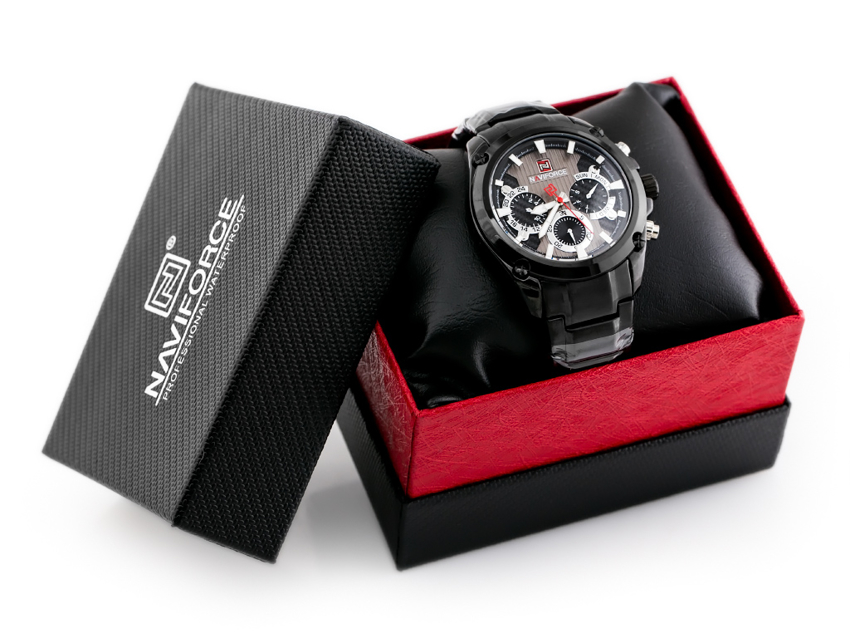 ZEGAREK MĘSKI NAVIFORCE - NF9113 (zn078c) - black/rosegold + box