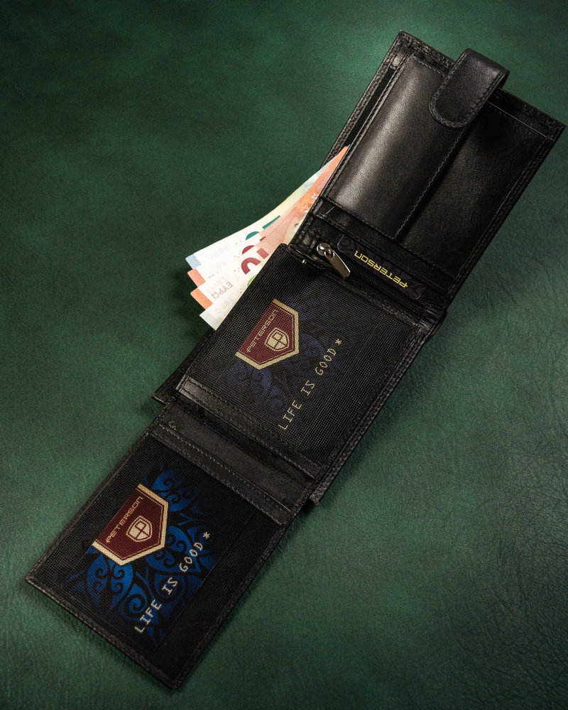 Zapinany portfel męski z systemem RFID Protect - Peterson