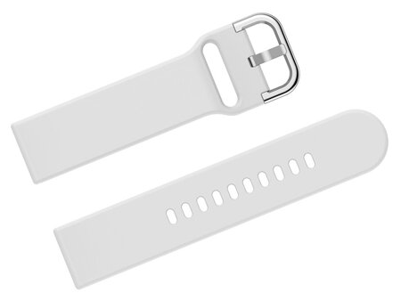 Pasek gumowy do smartwatch U01 - biały/srebrny - 18mm