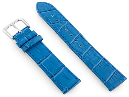 Pasek skórzany do zegarka W41 - niebieski - 20mm