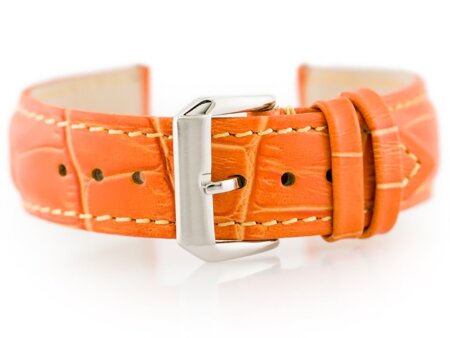 Pasek skórzany do zegarka W64 - pomarańczowy 22mm