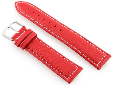Pasek skórzany do zegarka W71 - czerwony - 22mm