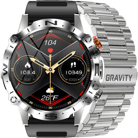 SMARTWATCH MĘSKI GRAVITY GT20-2 - AMOLED, DODATKOWY PASEK (sg024b)