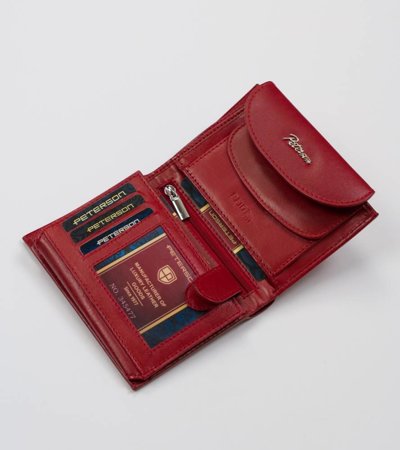 Skórzany, kompaktowy portfel z klapką - Peterson