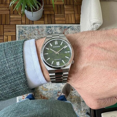 ZEGAREK MĘSKI CITIZEN Tsuyosa NJ0159-86X -Camo Green Automatic Classic Sapphire 