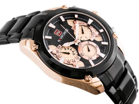 ZEGAREK MĘSKI NAVIFORCE - NF9113 (zn078c) - black/rosegold + box