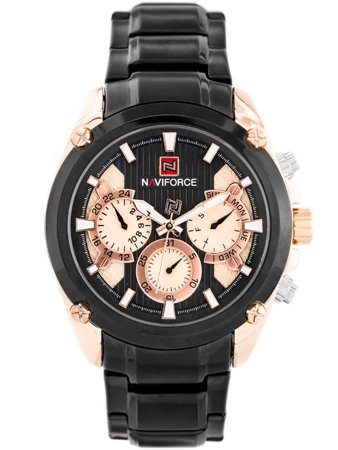 ZEGAREK MĘSKI NAVIFORCE - NF9113 (zn078c) - black/rosegold + box