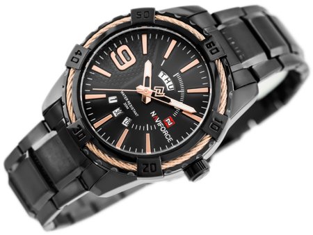 ZEGAREK MĘSKI NAVIFORCE - NF9117 (zn059c) - black/rosegold + box